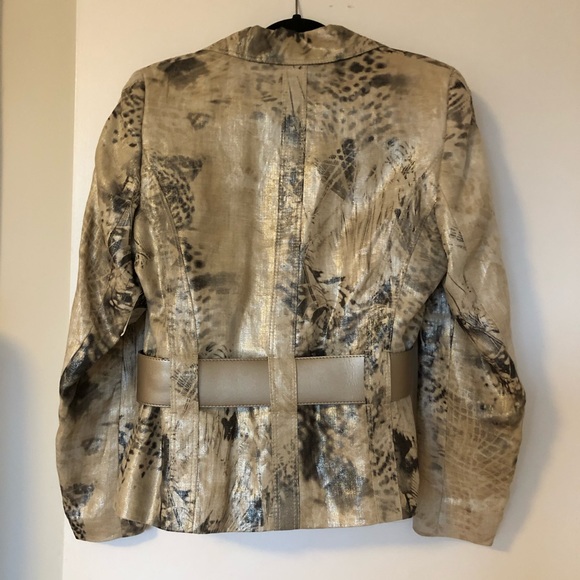 Tuzzi blazer/jacket! Tan printed metallic gold. - Picture 2 of 5